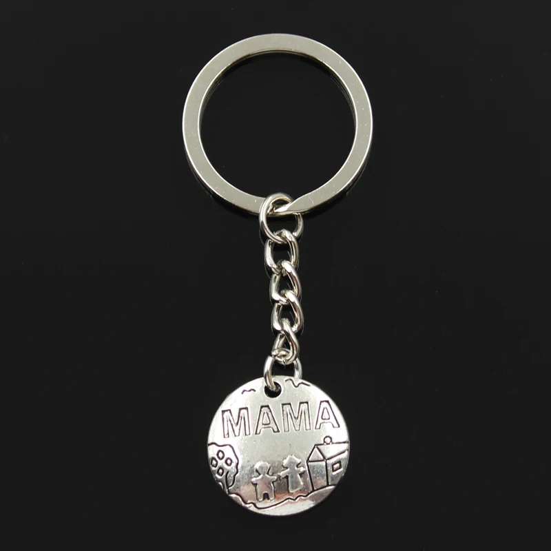 

Fashion 30mm Key Ring Metal Key Chain Keychain Jewelry Antique Silver Plated mama children home 22x22mm Pendant