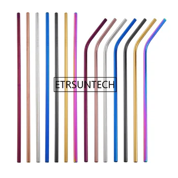 

2000Pcs/lot High Quality Colorful Straw 304 Stainless Steel Straight bend Straws Reusable Metal Drinking Straw 265mmx6mm
