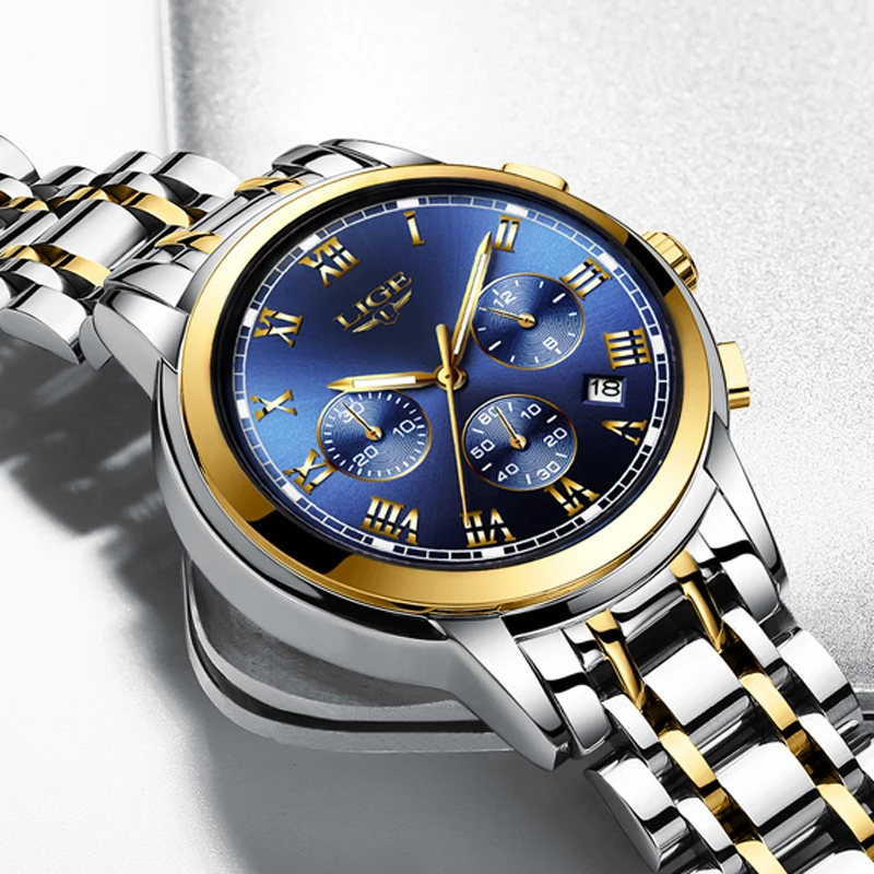 

2019 Watches Men Luxury Brand LIGE Chronograph Men Sport Watches Waterproof Full Steel Quartz Mens Watches Relogio Masculino+Box