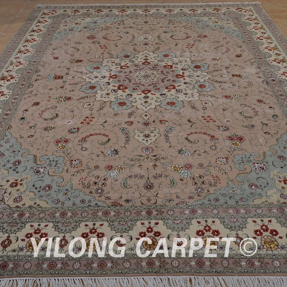 Yilong 10'x14 'Турецкая шерстяной ковер производителей ручной изысканный розовый шерстяной ковер поставщиков (1494)