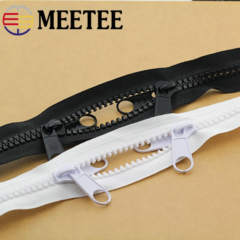 

Meetee 10# Resin Zipper Double Zip Sliders 100cm/200cm for Tent Bags Outdoor Travel Long Coat Zipper Sewing Tailor Accessories