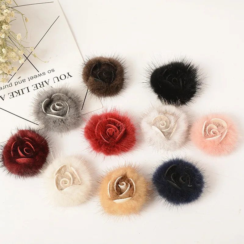 

6CM Natural Fluffy Mink Fur Floral Accessory for Hat Shoes Hairclips Caps Genuine Fox Fur Balls DIY Women Accessories F317