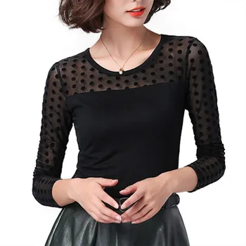 Soperwillton Women Blouse Shirt Lace 2018 Fashion O-neck Long Sleeve Black korean Shirts Casual winter Blouses Ladies Tops #B748