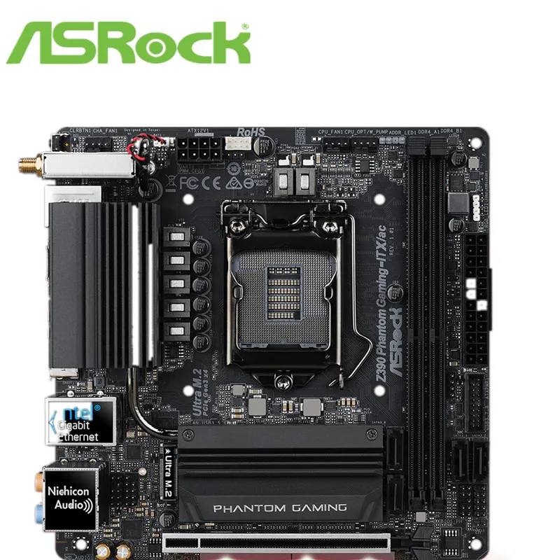 Полный ASRock Z390 Phantom Gaming-ITX/ac небольшой стальной пистолет phantom материнская плата TYPE-C интерфейс lightning настольная игровая доска