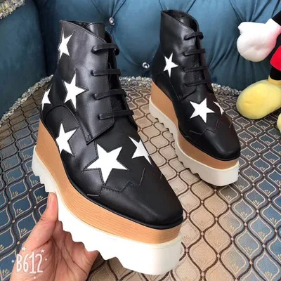 

Brand Hot Star Pattern Women Pumps Square Toe Platform Shoes Woman Lace Up High Top Wedges Shoes Woman Botas Zapatos De Mujer