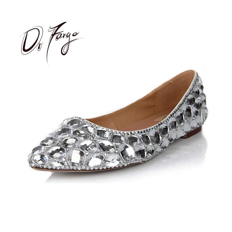 Handmake En Semelle De Cristal Drfargo Printemps Femmes Size34 Mouton Peau Boîte Bateau D'été Chaussures Ma0340 Mariage 41 Appartements Peu Le Avec La Glitter Profonde UpqGzMVS