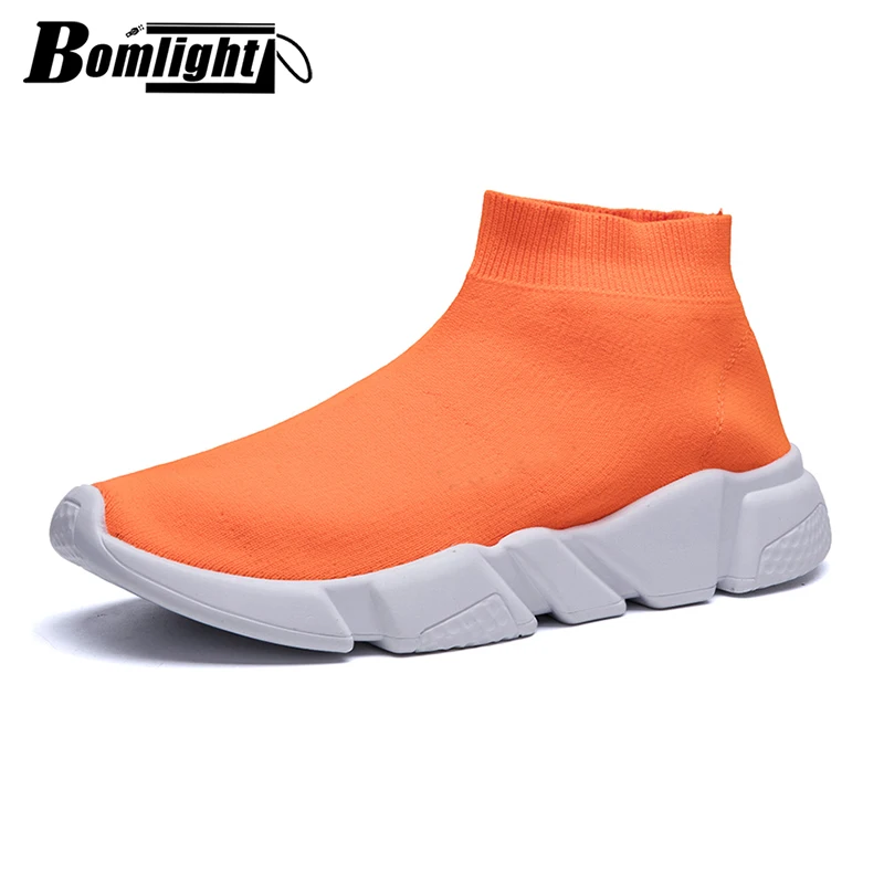 

Bomlight Orange Unisex Sock Sneakers Men Casual Shoes Men Sock Shoes Man Trainers Footwear Male Stretch Fabric Sneakers Big Size