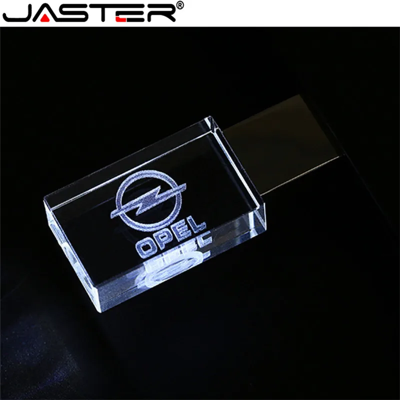

JASTER OPEL crystal + metal USB flash drive pendrive 4GB 8GB 16GB 32GB 64GB 128GB External Storage memory stick u disk