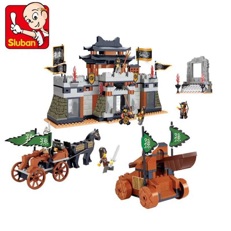 

Sluban 445Pcs Chinese Feature Three Kingdoms Large Castle Scene Action Figure Building Blocks 3D Construction Toys for Children