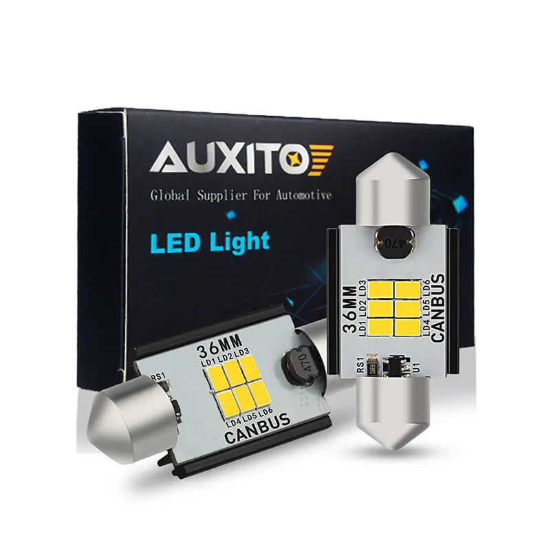 AUXITO 2 шт. C5W led CANBUS лампы 12V гирлянда 31 мм 36 мм 41 мм c5w c10w лампа для чтения интерьера автомобиля светильник 3020 SMD белый ошибок