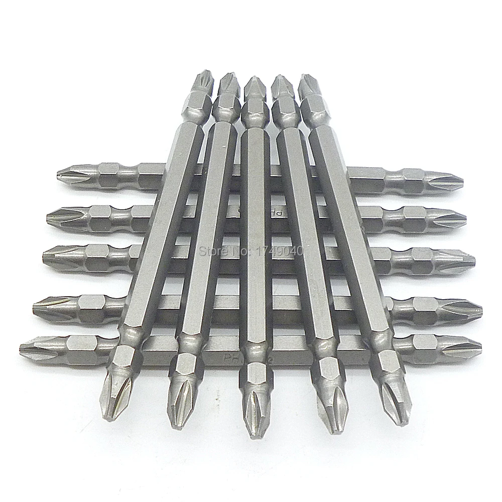 10pcs 100mm Long PH2 Double Ended Phillips Screwdriver Bits 1/4"(6.35mm