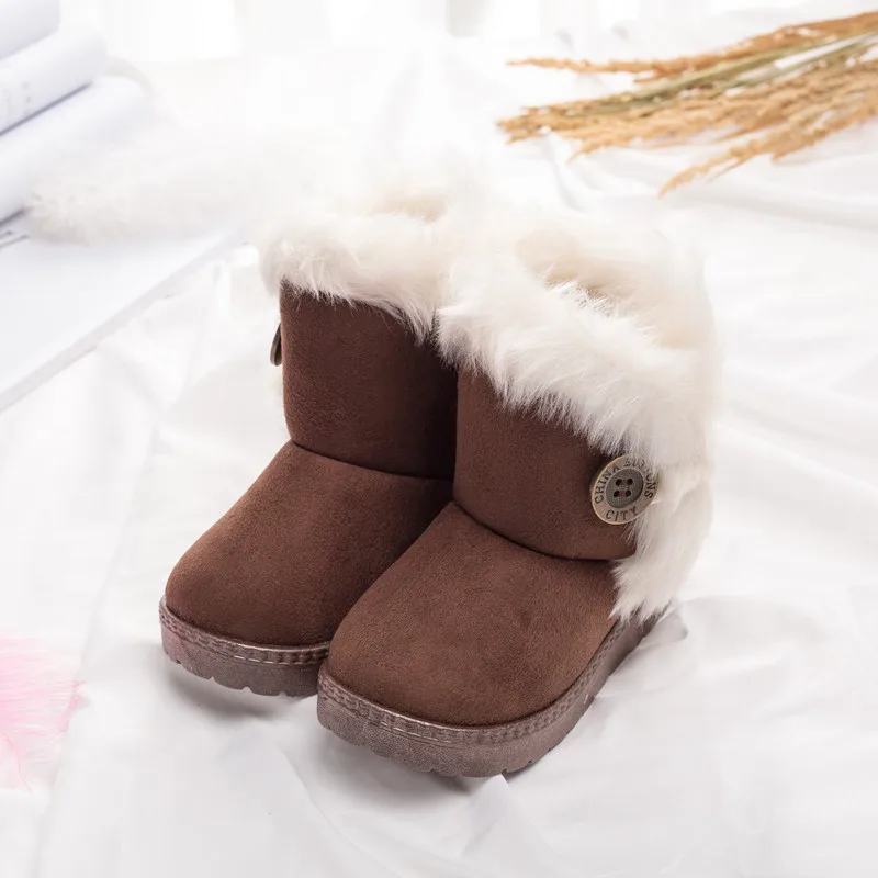 Зимняя обувь для маленьких мальчиков и девочек; новые модные зимние ботинки для детей; теплая хлопковая Толстая обувь с пряжкой на ремешке; одежда для детей
