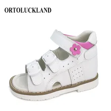 Ortoluckland/детская ортопедическая обувь; детские белые сандалии для девочек; сандалии из натуральной кожи; ортопедическая обувь для детей