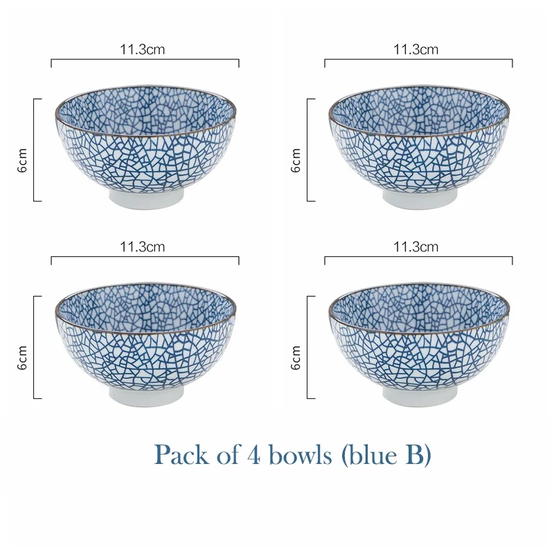 c&g outdoors 8 Pieces Japanese Fuji Blue Style. 4 Ceramic Miso & Rice Bowls  Set. Plus 4 Small Soy Sauce Bowl Plates Included. 8 Oz. Japan, Korean &  Chinese Food Portion Control