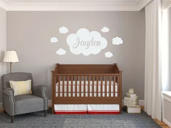 

Personalized Name wall Decal,Clouds patterned Nursery stickers for baby girl bedRoom Decor