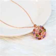 3pcs/Set Zircon Rhinestone Colorful Zircon Crystal Bridal Flowers Earrings Necklace Bracelet For Women Jewelry stylish fake crystal flowers necklace for women