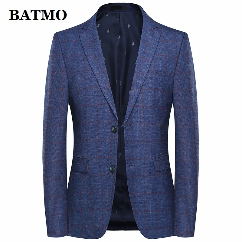 

Batmo 2019 new arrival spring high quality smart plaid casual suits men,men's casual blazers,men's jackets plus-size M-4XL 9801
