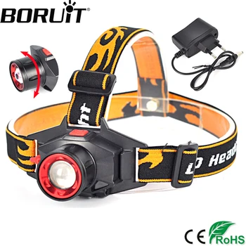 

BORUiT 1000LM XML Q5 LED Headlight 3-Mode Zoom Headlamp Outdoor Camping Head Torch Rechargeable Flashlight Built-in Battery