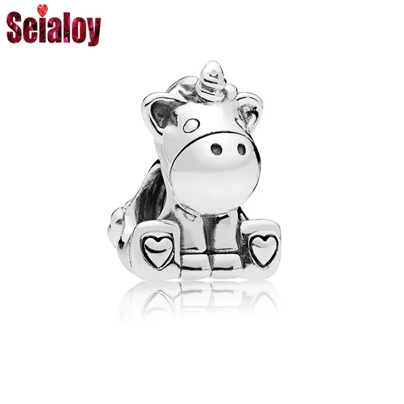 

SEIALOY 2Pcs / Lot New Love Unicorn Beads For Women Girls Handmade Making Pandora Bracelets Bangles Original Jewelry Gift
