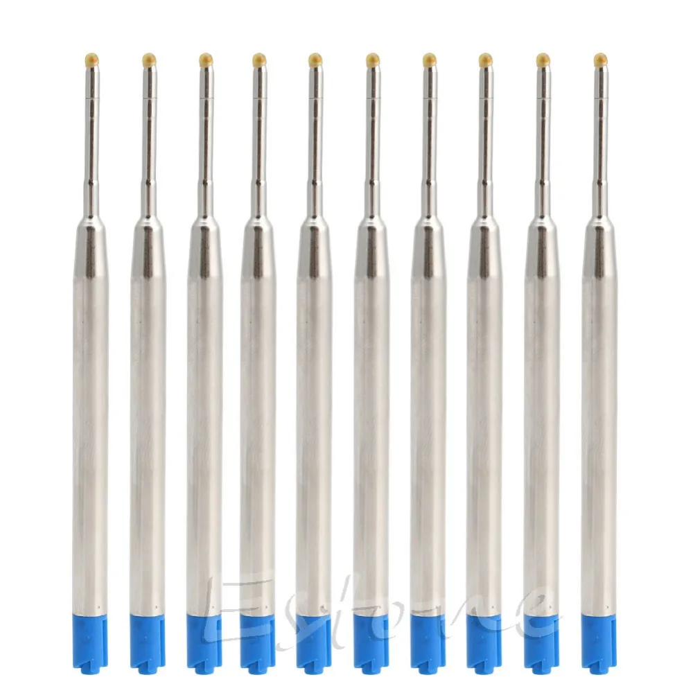 10pcs Universal Standard Style Blue Ink 1MM Medium Nib Ball Point Pen