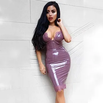 

2019 Dress Sexy Fashion Backless Spaghetti Strap Women V Neck Sleeveless Night Club Bandage Body con Party Dresses Wholesale