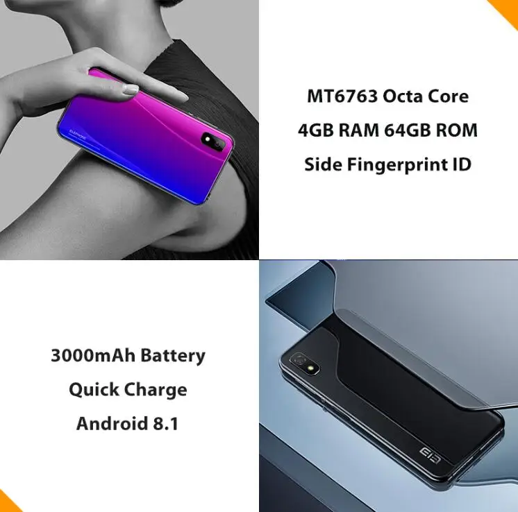 ElePhone A4 Pro 5 85 &quotHD + 19:9 полный Экран 3000 mAh быстрая зарядка смартфона MT6763 Octa Core 4 GB 64