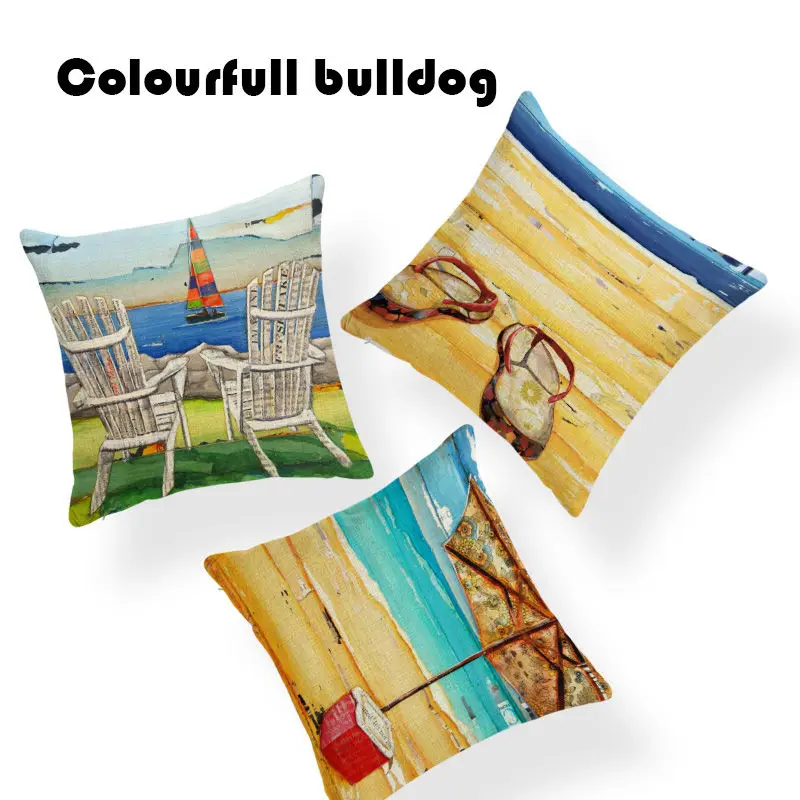 

Nordic Cushion Beach Music Backyard Home Decor Watercolor Sea Turtle Pillow Covers Decorative Landscape Large Deer Custom Made