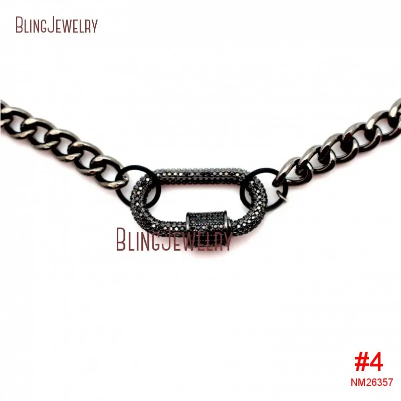 20190404-NM26353-micro pave screw clasp gunmetal plated chain necklace carabiner lock necklace_4