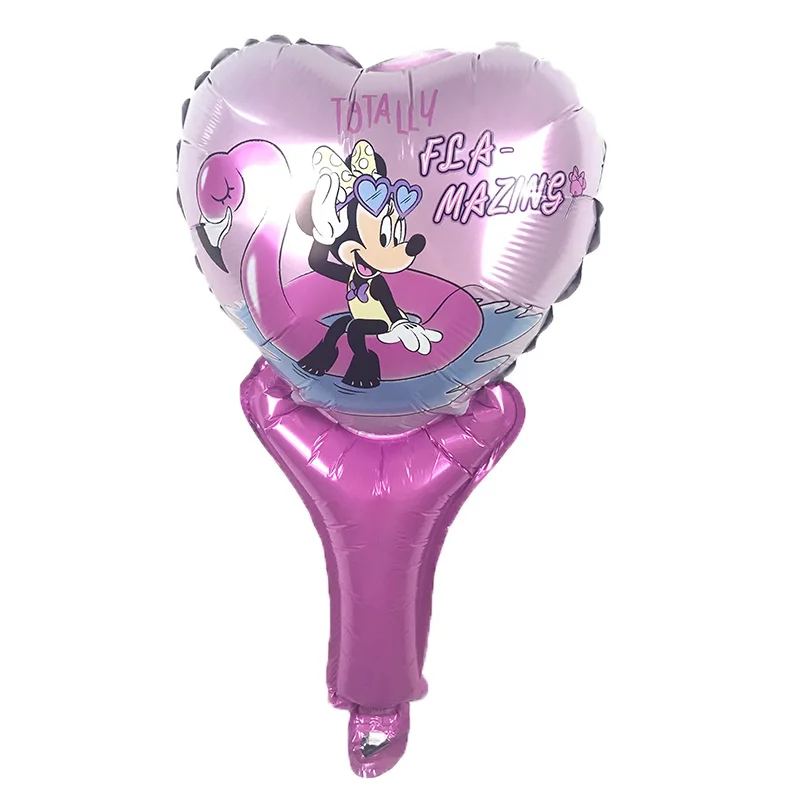 1 шт. в форме сердца ручной Микки Маус ПЭТ воздушный шарик из алюминиевой фольги Воздушные шары День Рождения Декоративные детские игрушки - Цвет: Розовый