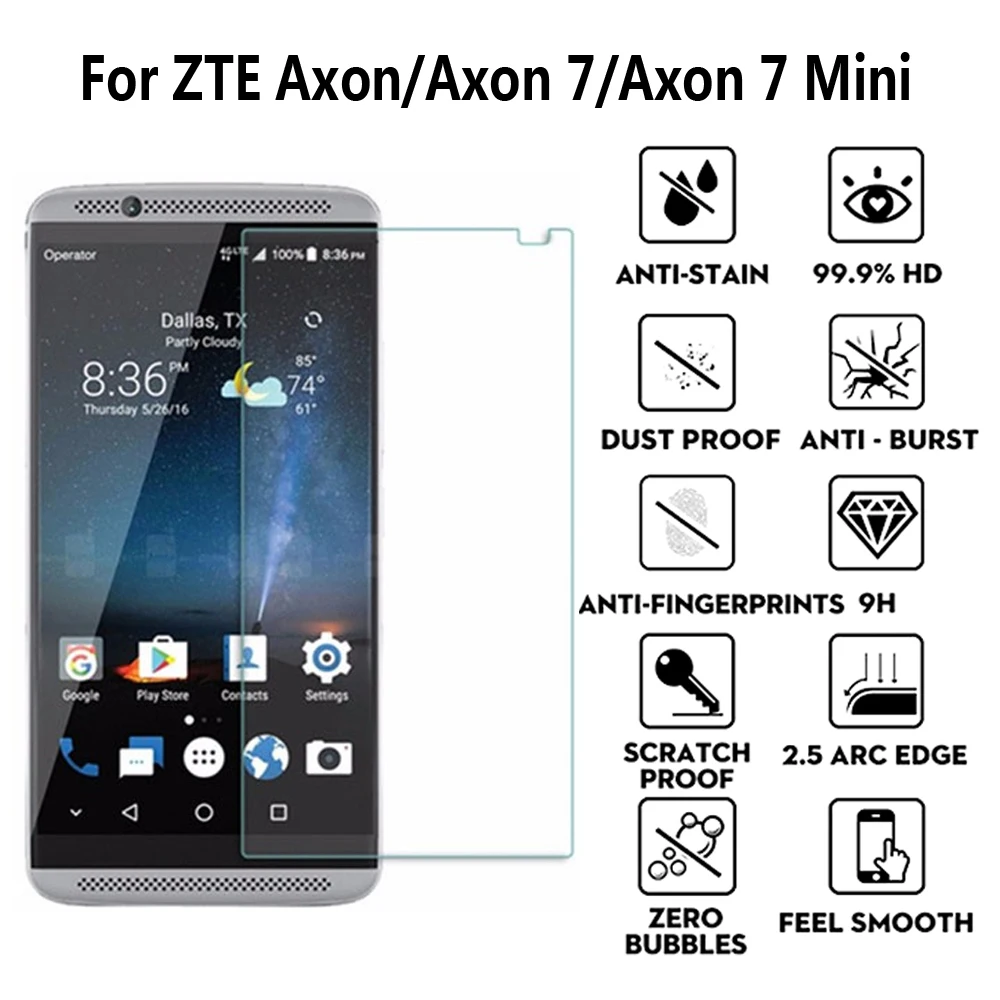 2 шт. 2.5D для стекла ZTE Axon 7 Защита экрана закаленное стекло мини Axon7 Мини пленка