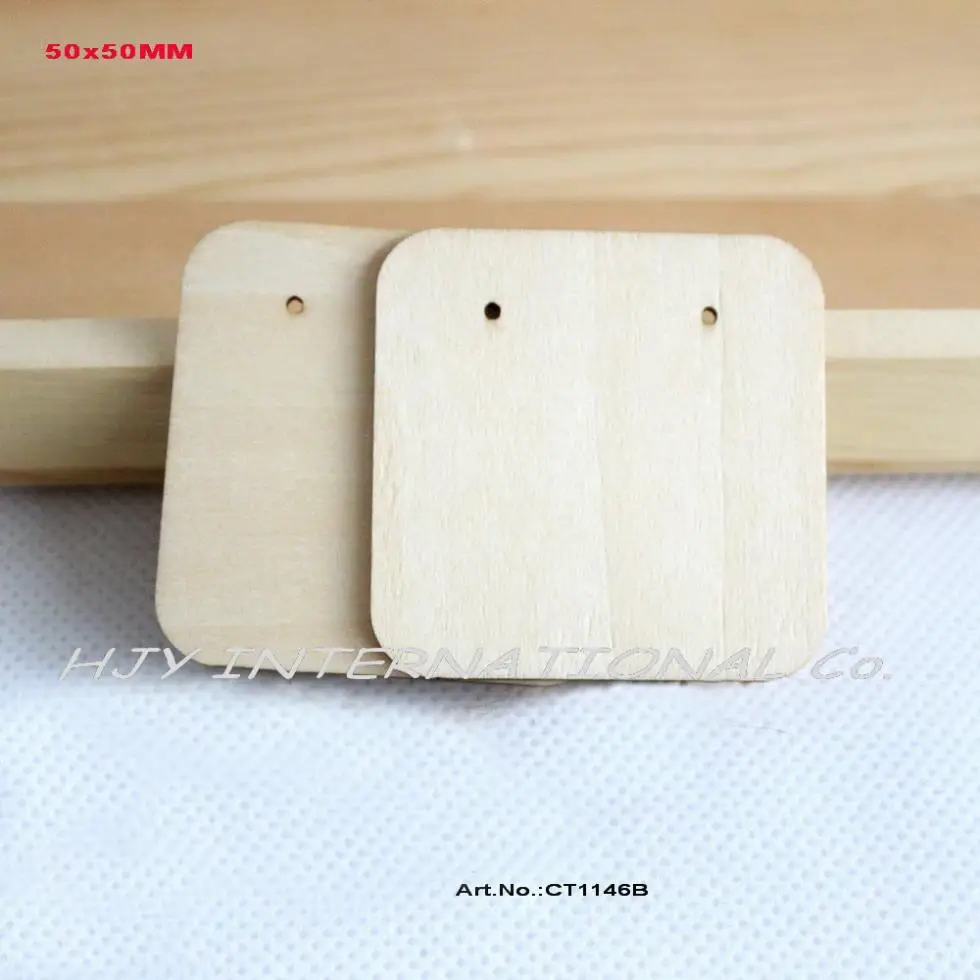 

(20pcs/lot) 50mm Natural Wooden Earring Label Tags Jewelry Display Cards Jewelry Holder Blank Square Shape 2"-CT1146B