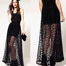 Узкие с эластичным поясом юбки модные женские в горошек слои кружева сетки длинные макси юбки один размер