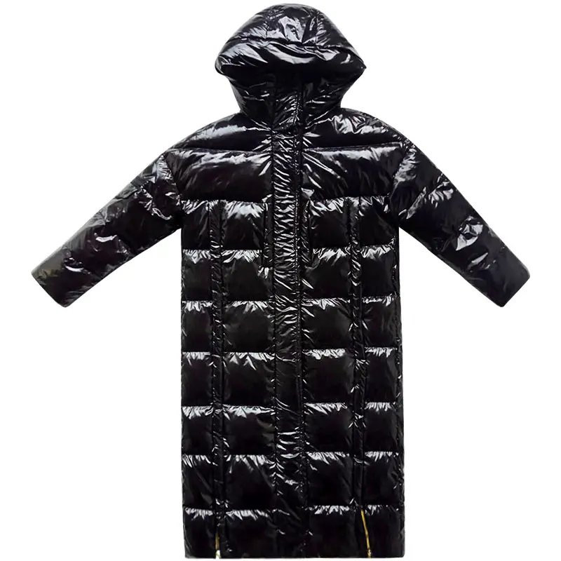 Новая зимняя парка, пальто для женщин, плюс размер, Модная хлопковая куртка-пуховик выше колена, X-Long Hoodie, плотное Свободное пальто, женская одежда 87 - Цвет: Black