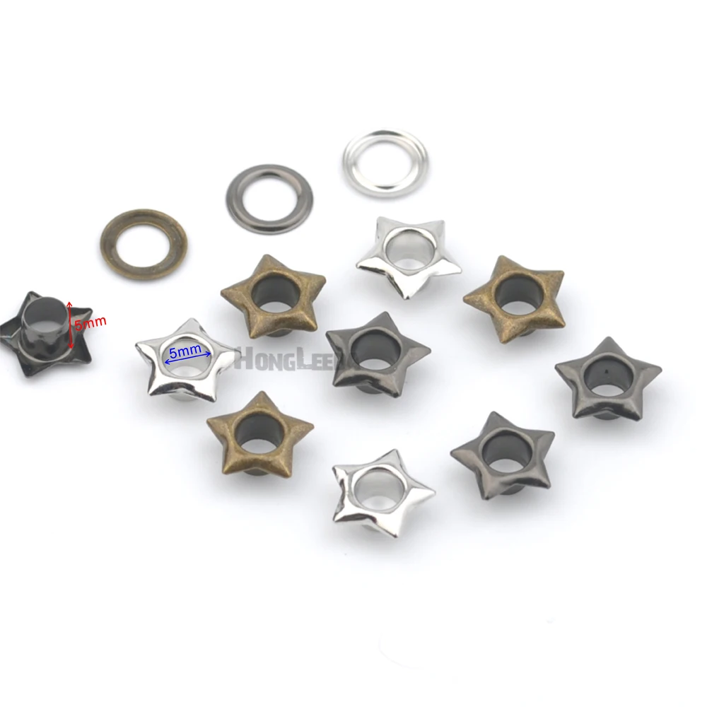 150sets/lot 5mm metal brass eyelets with washer star shape metal grommets silver/black/bronze for eyelet grommet ring,eyelet grommet ring kit,grommet eyelet kit