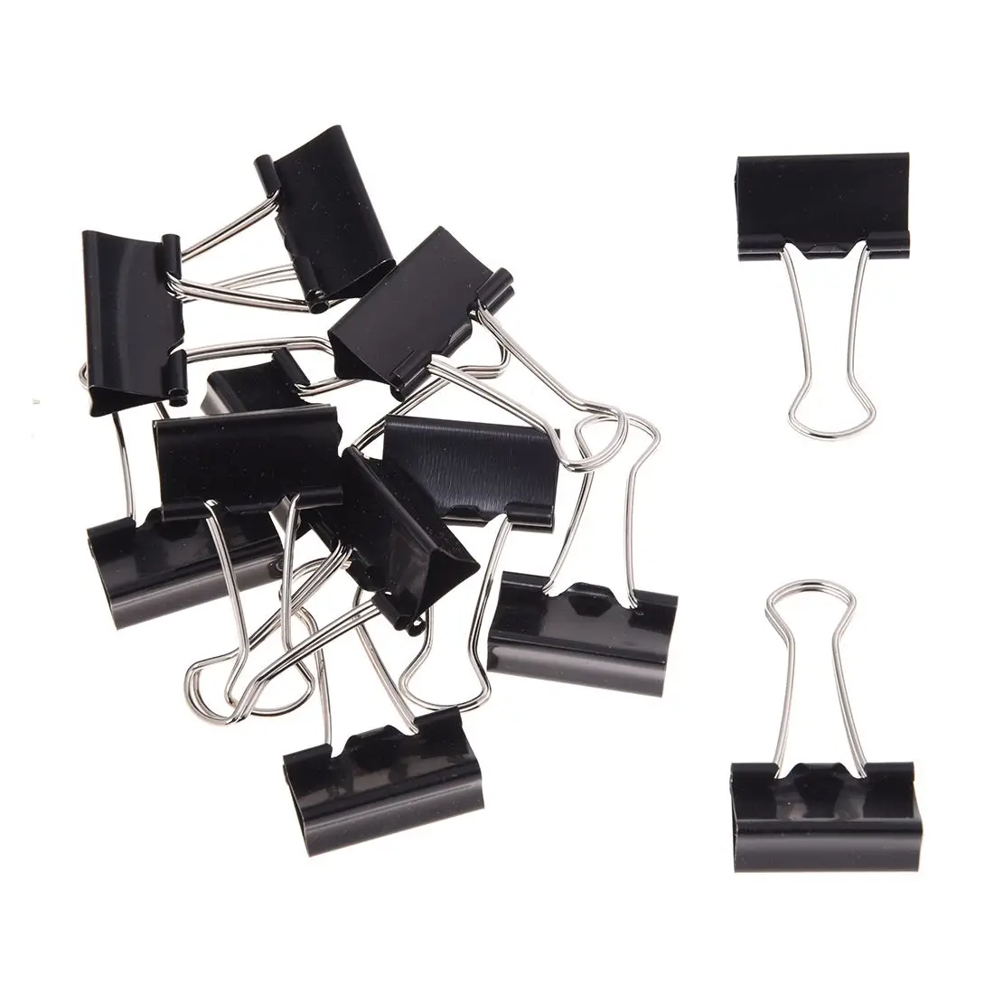 15 Pcs Office Files Documents Metal Black Binder Clips 25mm Width