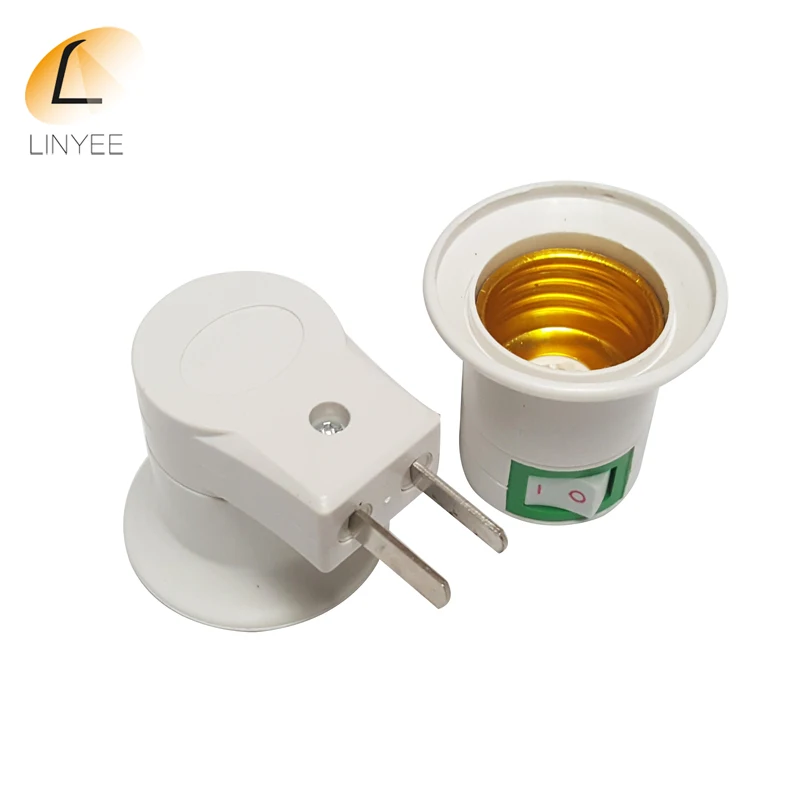 

NEW US E27 socket plug with AC 110V-220V ON-OFF switch LED night light bulb lamp socket base holder E27 plug adapter
