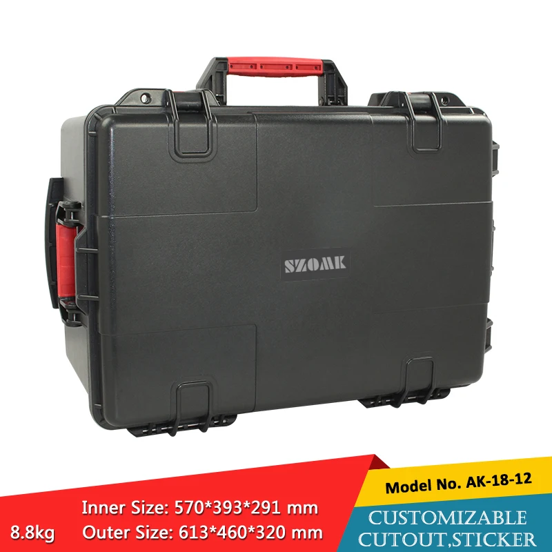 

waterproof plastic hard tool carrying case pp and abs weatherproof equipment tool case with Sponge inside 613x460x320mm szomk