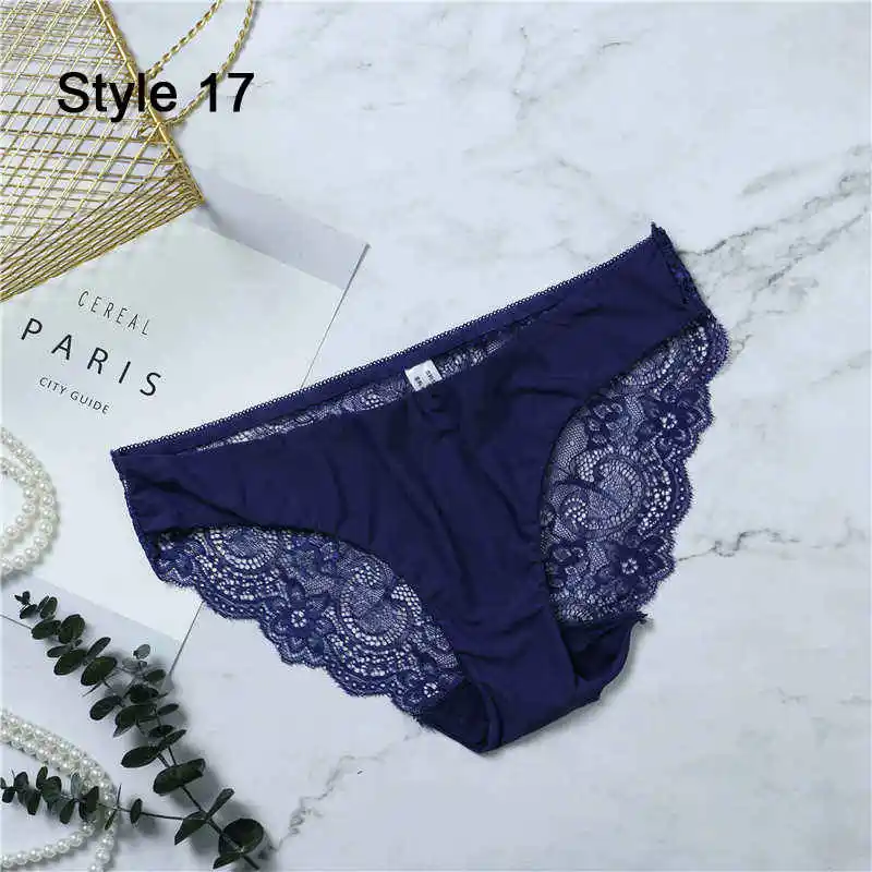 Sexy Seamless Lace Brief For Women Sexy Lace Ice Silk Underwear 21 Color Fashion Soft Lingerie Female Panties