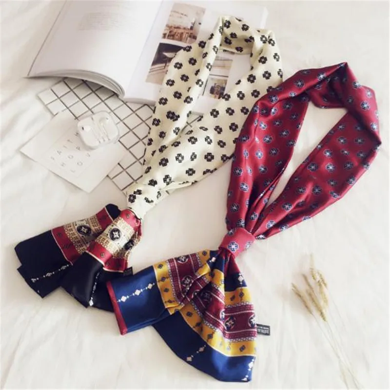 

Women's Small Faux Silk Scarf Long Style Spring and Autumn Dual-use Decorative Print Neck Scarves Neckerchief Fashion Accessory