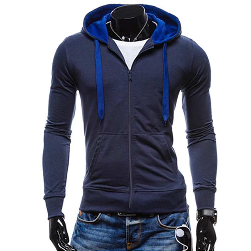 2018 Mens Hoodies Hit Color Zipper Sweatshirt Hooded Hoodie Fashion