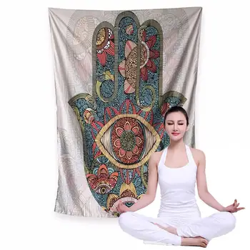 

New Tapestry Stylish Art Hamsa Fatima Hand Wall Hanging Yoga Tapestry Bedroom Picnic Blanket