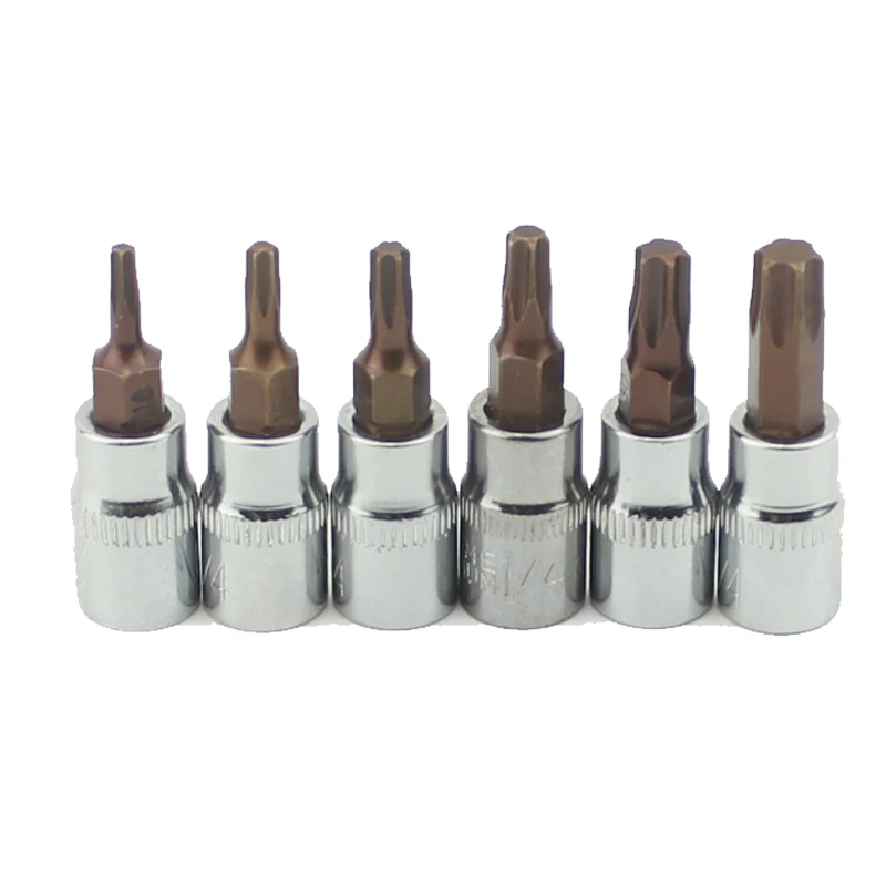 6Pcs/Set Torx Screwdriver Bit Set Bits 1/4 Inch Drive Socket Allen Key