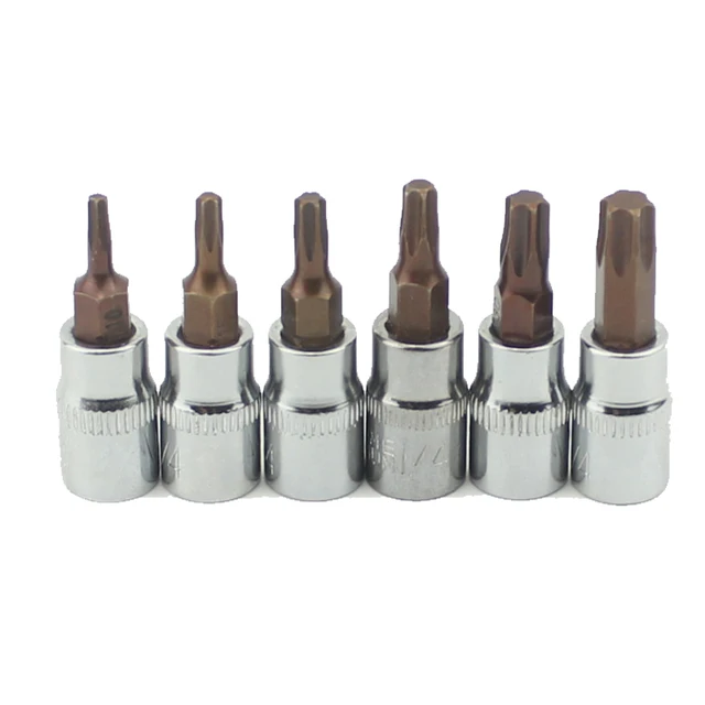6Pcs/Set Torx Screwdriver Bit Set Bits 1/4 Inch Drive Socket Allen Key