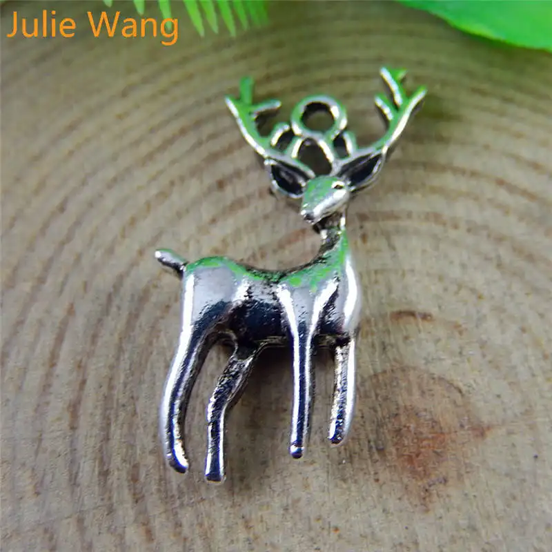 

Julie Wang 10PCS Cute Animal Deer Charms Antique Silver Alloy Pendant Vintage Handmade Craft Jewelry Necklace Bracelet Findings