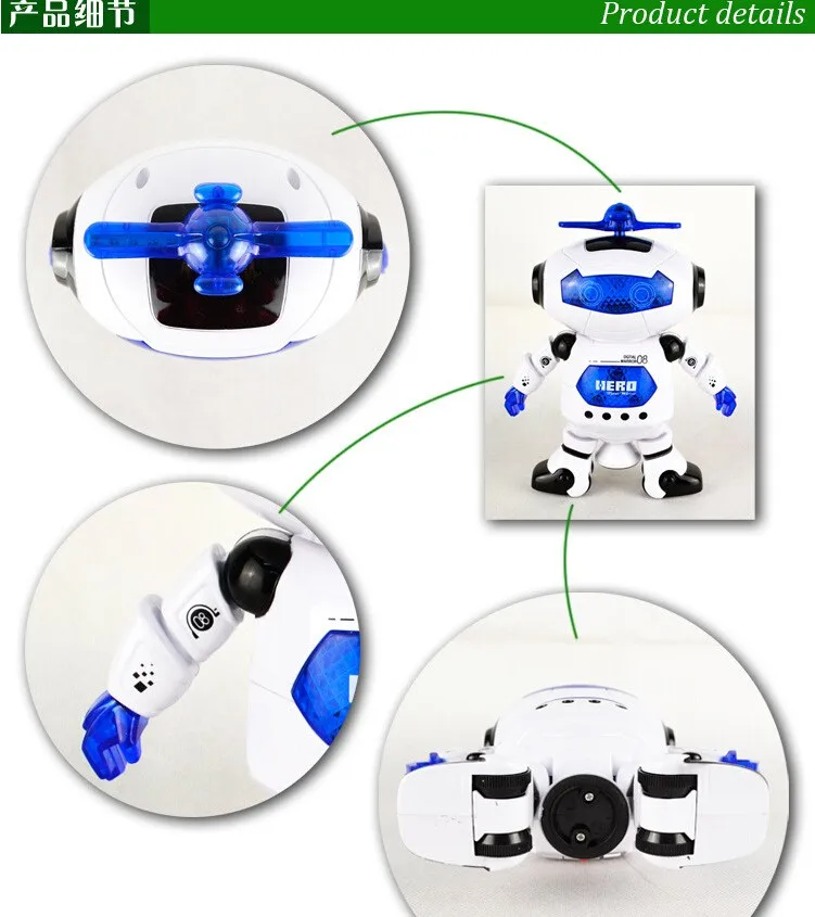 Автоопределение робот танцует детские игрушки световой детей творческие Музыка Робот Модель 360 градусов вращающийся робот#1