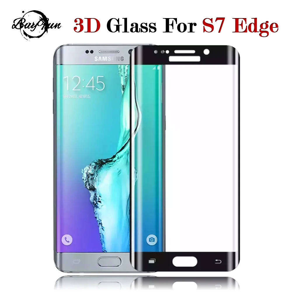

3D Protective Glass On The S7 Edge Tempered Glass For Samsung Galaxy S7Edge Glas Full Glue Curved Screen Protector Protect Film