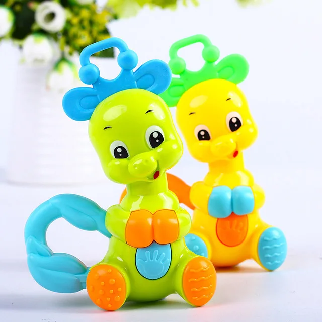 

1pcs Animals Deer Baby Cute Rattles Mobiles Biting Soft Educational Hand Jingle Shaking Bell Baby Toys Plastic Random Color
