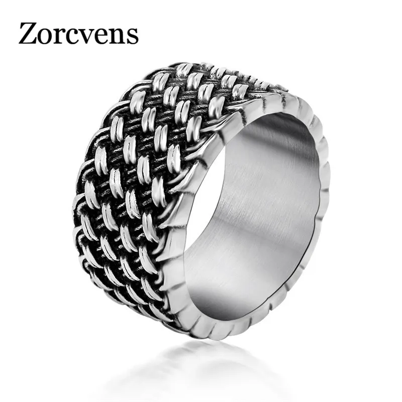 ZORCVENS Stainless Steel Interwoven Rings Vintage Woven Nen