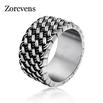 

ZORCVENS Stainless Steel Interwoven Rings Vintage Woven Nen's Finger Rings