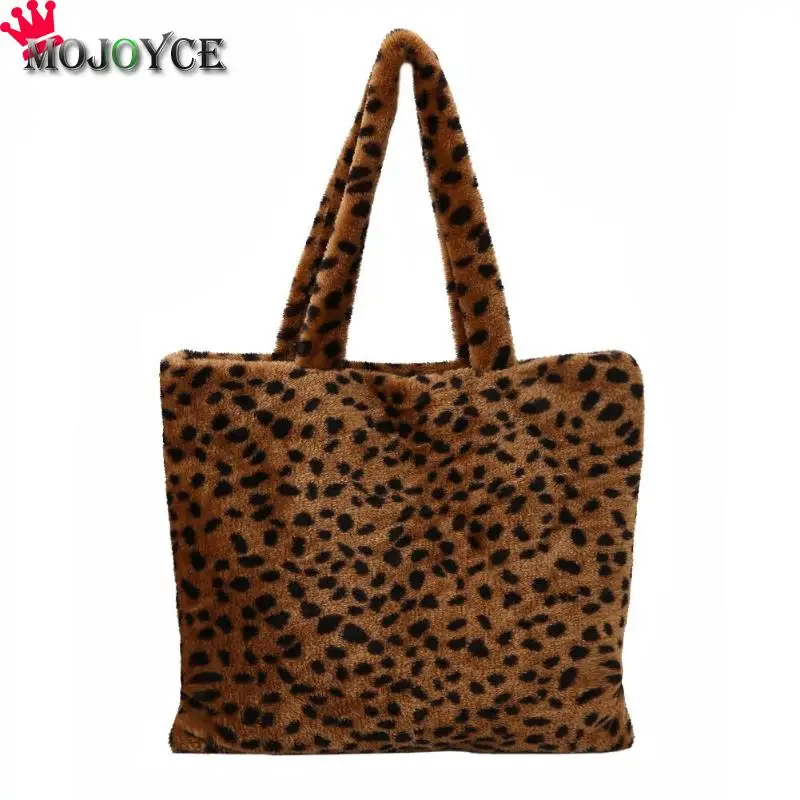 

2018 Winter Women Tote Plush Leopard Print Handbag Shoulder Bags for Women Ladies Shoulder Hand Bolsa Feminina Mujer sac a main